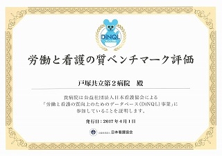 栄養サポートチーム専門療法士認定教育施設認定証